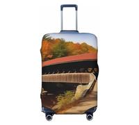 BWLHJKE Travel Luggage Cover for Suitcase Tsa Approved, Washable Elastic Suitcase Protector, Albany Covered Bridge Suitcase Cover Anti-scratch Baggage Cover Fits 22-24 Inch Luggage Sleeve, Black, XL