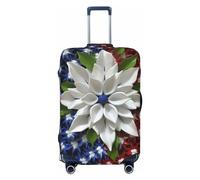BWLHJKE Travel Luggage Cover for Suitcase Tsa Approved, Washable Elastic Suitcase Protector, America Patriotic Flower Suitcase Cover Anti-scratch Baggage Cover Fits 22-24 Inch Luggage Sleeve, Black,