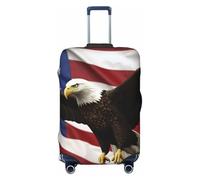 BWLHJKE Travel Luggage Cover for Suitcase Tsa Approved, Washable Elastic Suitcase Protector, American Flag Fly Eagle Suitcase Cover Anti-scratch Baggage Cover Fits 22-24 Inch Luggage Sleeve, Black, M