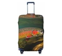 BWLHJKE Travel Luggage Cover for Suitcase Tsa Approved, Washable Elastic Suitcase Protector, Brook Trout Fly Fishing Suitcase Cover Anti-scratch Baggage Cover Fits 22-24 Inch Luggage Sleeve, Black, L