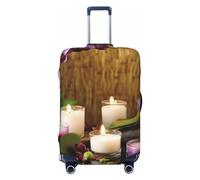 BWLHJKE Travel Luggage Cover for Suitcase Tsa Approved, Washable Elastic Suitcase Protector, Candles and Orchids Suitcase Cover Anti-scratch Baggage Cover Fits 22-24 Inch Luggage Sleeve, Black, S