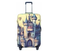 BWLHJKE Travel Luggage Cover for Suitcase Tsa Approved, Washable Elastic Suitcase Protector, Fairytale Castle Suitcase Cover Anti-scratch Baggage Cover Fits 22-24 Inch Luggage Sleeve, Black, M