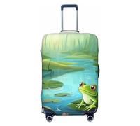 BWLHJKE Travel Luggage Cover for Suitcase Tsa Approved, Washable Elastic Suitcase Protector, Frog in a pond Suitcase Cover Anti-scratch Baggage Cover Fits 22-24 Inch Luggage Sleeve, Black, L