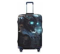 BWLHJKE Travel Luggage Cover for Suitcase Tsa Approved, Washable Elastic Suitcase Protector, Future Robot Suitcase Cover Anti-scratch Baggage Cover Fits 22-24 Inch Luggage Sleeve, Black, L