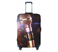 BWLHJKE Travel Luggage Cover for Suitcase Tsa Approved, Washable Elastic Suitcase Protector, Karaoke Microphone Suitcase Cover Anti-scratch Baggage Cover Fits 22-24 Inch Luggage Sleeve, Black, S