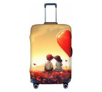 BWLHJKE Travel Luggage Cover for Suitcase Tsa Approved, Washable Elastic Suitcase Protector, Love Couple Suitcase Cover Anti-scratch Baggage Cover Fits 22-24 Inch Luggage Sleeve, Black, XL