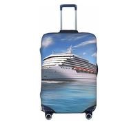 BWLHJKE Travel Luggage Cover for Suitcase Tsa Approved, Washable Elastic Suitcase Protector, Seaside Cruise Ship Suitcase Cover Anti-scratch Baggage Cover Fits 22-24 Inch Luggage Sleeve, Black, L