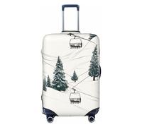 BWLHJKE Travel Luggage Cover for Suitcase Tsa Approved, Washable Elastic Suitcase Protector, Ski Lift With Fir Tree Suitcase Cover Anti-scratch Baggage Cover Fits 22-24 Inch Luggage Sleeve, Black, M