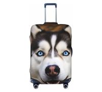 BWLHJKE Travel Luggage Cover for Suitcase Tsa Approved, Washable Elastic Suitcase Protector, Stupid Husky Dog Suitcase Cover Anti-scratch Baggage Cover Fits 22-24 Inch Luggage Sleeve, Black, M