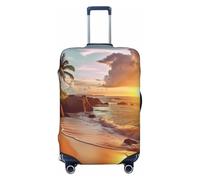 BWLHJKE Travel Luggage Cover for Suitcase Tsa Approved, Washable Elastic Suitcase Protector, Tropical Beach at Sunset Suitcase Cover Anti-scratch Baggage Cover Fits 22-24 Inch Luggage Sleeve, Black, M