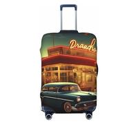 BWLHJKE Travel Luggage Cover for Suitcase Tsa Approved, Washable Elastic Suitcase Protector, Vintage Eatery Dinner Suitcase Cover Anti-scratch Baggage Cover Fits 22-24 Inch Luggage Sleeve, Black, S