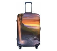 BWLHJKE Travel Luggage Cover for Suitcase Tsa Approved, Washable Elastic Suitcase Protector, Waterfall at Sunset Suitcase Cover Anti-scratch Baggage Cover Fits 22-24 Inch Luggage Sleeve, Black, L