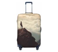 BWLHJKE Travel Luggage Cover for Suitcase Tsa Approved, Washable Elastic Suitcase Protector, Woman on a Top Mountain Suitcase Cover Anti-scratch Baggage Cover Fits 22-24 Inch Luggage Sleeve, Black, L