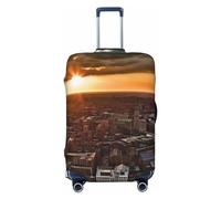 BWLHJKE Travel Luggage Cover for Suitcase Tsa Approved, Washable Elastic Suitcase Protector, York City Sunset Picture Suitcase Cover Anti-scratch Baggage Cover Fits 22-24 Inch Luggage Sleeve, Black, S