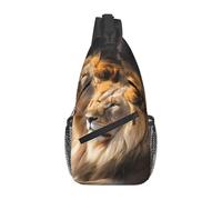 BWLHJKE Two Lions Cross Chest Bag Diagonally Sling Bag for Men Women Crossbody Shoulder Bag Travel Hiking Daypack, Black, One Size, Sling Backpacks