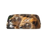 BWLHJKE Two Lions Makeup Bag for Women Men Travel Toiletry Bag Aesthetic Purse Pouch Large Pencil Case, Gold, One Size