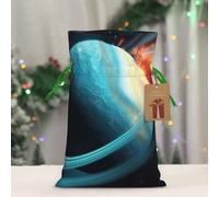 BWLHJKE Uranus Impact Christmas Gift Bag Burlap Xmas Drawstring Gift Sack with Tag & Tie, Small Christmas Bags for Gifts, Reusable Gift Wrapping Bag for Holiday Party Favors