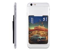 BWLHJKE Vintage Eatery Dinner Phone Wallet - Adhesive Credit Card Holder for Back of Phone Case, Leather ID Card Pouch - Stick On Phone Pocket Great Storage Compatible with Most Cell Phones