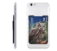 BWLHJKE Wild Owl Birds Phone Wallet - Adhesive Credit Card Holder for Back of Phone Case, Leather ID Card Pouch - Stick On Phone Pocket Great Storage Compatible with Most Cell Phones