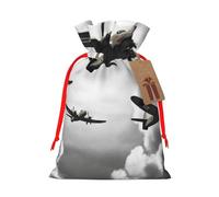 BWLHJKE - World War Christmas Gift Bag, Christmas Drawstring Bag with Tag and Tie, Medium Christmas Bags for Gifts, Reusable Bag for Day Party Favors