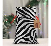 BWLHJKE Zebra Print Christmas Gift Bag Burlap Xmas Drawstring Gift Sack with Tag & Tie, Medium Christmas Bags for Gifts, Reusable Gift Wrapping Bag for Holiday Party Favors