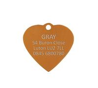 BWM Aluminium Personalised Pet ID Tags | Laser Engraved & Durable | Heart Shaped Orange Pet Tag for Dogs Cats Kitty & Puppy | Lightweight Customised Collar Name Tags - Medium Heart, Orange