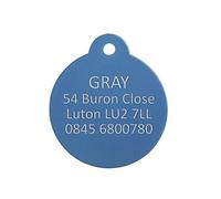 BWM Aluminium Personalised Pet ID Tags | Laser Engraved & Durable Pet Tag for Dogs Cats Kitty & Puppy | Lightweight Customised Collar Name Tags with Steel Split Ring - Medium Pendant, Blue
