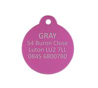 BWM Aluminium Personalised Pet ID Tags | Laser Engraved & Durable Pet Tag for Dogs Cats Kitty & Puppy | Lightweight Customised Collar Name Tags with Steel Split Ring- Medium Pendant, Pink