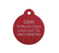 BWM Aluminium Personalized Pet ID Dog Tags for Pets Laser Engraved & Personalised | ID Tags for Dogs & Cats | Durable, Strong & Deeply Engraved - Medium Pendant, Red