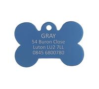 BWM Aluminium Personalized Pet ID Tags Dog Tags | Dog Tag for Pets Laser Engraved & Personalised | ID Tags for Dogs & Cats | Durable, Strong & Deeply Engraved - Blue Bone, Small