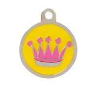 BWM Custom Engraved Pet ID Tag - Personalized Dog & Cat Tag | Laser Engraved with Free Custom Text | Strong Steel Split Ring, Various Designs & Sizes - Crown, Medium