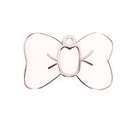 BWM Customised Fashion Pet ID Tag - Custom Bow Tie - Laser Engraved - Personalised Tag for Small Dogs Puppy Kitty & Cats - Durable Cute Pet Accessories - Sparkly White Bow Tie, Large