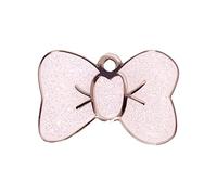 BWM Customised Fashion Pet ID Tag - Lightweight Custom Bow Tie - Laser Engraved - Personalised Tag for Small Dogs Puppy Kitty & Cats - Durable Cute Pet Accessories - Sparkly White Bow Tie, Small