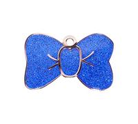 BWM Customised Fashion Pet ID Tag - Sparkly Custom Bow Tie - Laser Engraved - Personalised Tag for Small Dogs Puppy Kitty & Cats - Durable Cute Pet Accessories - Sparkly Blue Bow Tie, Large