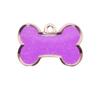 BWM Customised Fashion Pet ID Tag - Sparkly Custom Purple Bone Shaped Small - Laser Engraved - Personalised Tag for Small Dogs Puppy Kitty & Cats - Durable Cute Pet Accessories