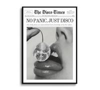 Bwodke Trendy NewsPaper Poster Wall Art Retro Cherry Disco Ball Black And White Girly Preppy Canvas Prints Magazine Pictures Bar and Party Aesthetic Decor Painting Barthroom Bedroom Dorm