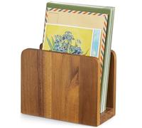 BWODYAY Acacia Wood Mail Organizer, Mail Holder for Desk, Letter Holder for Countertop, Small Envelope Holder, Desk Organizers and Accessories for Home Office