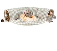 BWOGUE 2-in-1 Collapsible Pet Tunnel Bed Removable Mat Hideout Toy with Built-in Ball for Small Pets like Cats Rabbits Guinea Pigs