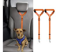BWOGUE 2 Packs Dog Cat Safety Seat Belt Strap Car Headrest Restraint Adjustable Nylon Fabric Dog Restraints Vehicle Seatbelts Harness Orange