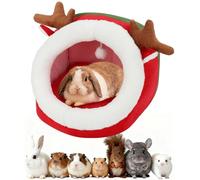 BWOGUE Christmas Guinea Pig Hideout, Cozy Bunny Bed Hideout, Washable Rabbit Cave Hideout for Winter, and Cage Bed for Small Pets Like Dwarf Rabbit, Hedgehog, Ferret, Chinchilla