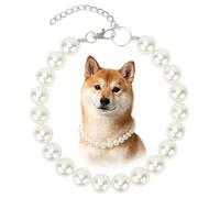 BWOGUE Chunky Pearl Dog Necklace (Beads 20mm) with Double-Layer Tainless Steel Wire Rope, Elegant Classic Big Pearl Collar Necklace Jewellery Accessories for Medium Large Dogs (White, M(14.5"-17.5"))