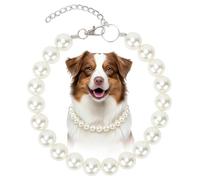 BWOGUE Chunky Pearl Dog Necklace (Beads 20mm) with Double-Layer Tainless Steel Wire Rope, Elegant Classic Big Pearl Collar Necklace Jewellery Accessories for Large Dogs (White,3XL(20.5"-23.5"))