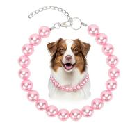 BWOGUE Chunky Pearl Dog Necklace (Beads 20mm) with Double-Layer Tainless Steel Wire Rope, Elegant Classic Big Pearl Collar Necklace Jewellery Accessories for Medium Large Dogs (Pink,2XL(19.0"-22.0"))