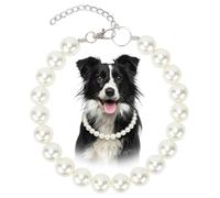 BWOGUE Chunky Pearl Dog Necklace (Beads 20mm) with Double-layer Tainless Steel Wire Rope, Elegant Classic Big Pearl Collar Necklace Jewellery Accessories for Medium Large Dogs (White, XL(17.5"-20.5"))