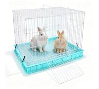 BWOGUE Indoor Rabbit Cage, Metal Rabbit Breeding Cage with Plastic Base | 27.6 x 23.6 x 21.3 in Space, Tool-Free 6-Clip Setup, Removable Grid & Foot Pad, Top & Front Access, Indoor Bunny Cage