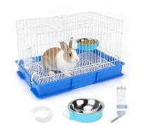 BWOGUE Small Rabbit Cage Indoor, Guinea Pig Cages with Water Bottle, Hangable Food Dish & Grid Mesh Floor, Bunny Enclosure for Hamster, Ferret, Rat, Chinchillas, Hedgehog and Small Animal