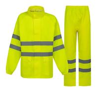 BWOLF Himalaya Men's Rain Suit Long Sleeve Waterproof with Elastic Waist Hooded Jacket Suit Rainwear Rain Jacket + Rain Trousers 2 Pockets, Yellow Hv, S