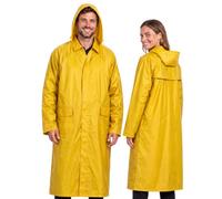 BWOLF POSEIDON Men's Raincoat Waterproof Long Rain Jacket Outdoor Reusable Rainwear with Hood, yellow, XXXL