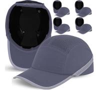 BWOLF Trivor Men's Safety Helmet Safety Helmet with ABS Shell EN 812 Reflective Stripes Protective Helmet Cap Grey Pack of 5