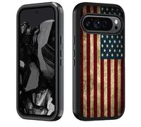 BWOOLL Case for Google Pixel 10 Pro XL and Google Pixel 9 Pro XL, Heavy Duty 3 in 1 Hybrid Hard PC & Soft Silicone [Military Grade] Shockproof Drop Protection Case, Vintage American Flag